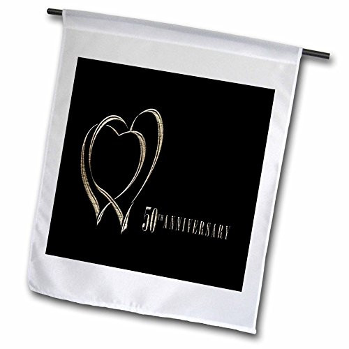 3dRose fl_29617_1 2 Gold Hearts 50th Anniversary Garden Flag, 12 by 18-Inch