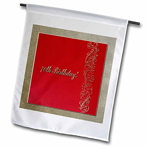 3dRose fl_32997_1 70th Birthday Red and Gold Design Garden Flag, 12 by 18-Inch