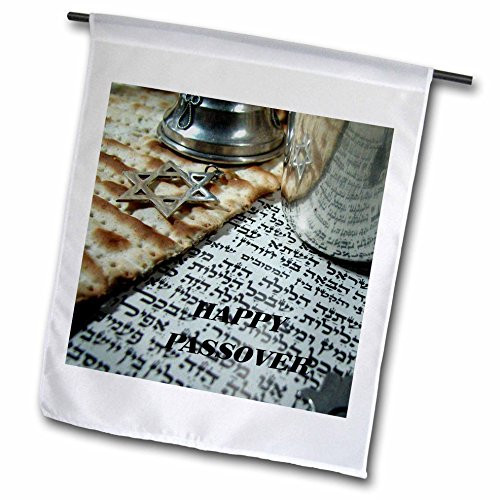 3dRose fl_37421_1 Matzoh Hebrew Nstar of David Passover Garden Flag, 12 by 18-Inch