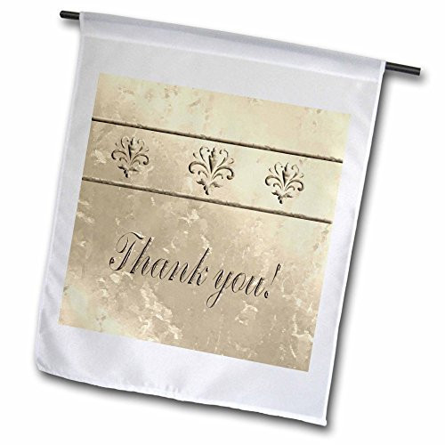 3dRose fl_40312_1 Fleur De Lis Design on Gold Thank You Garden Flag, 12 by 18-Inch