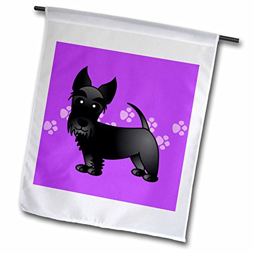 3dRose fl_40869_1 Cute Black Scottie Cartoon Dog Purple with Pawprints Garden Flag, 12 by 18-Inch 3dRose fl_40869_1 Cute Black Scottie Cartoon Dog Purple with Pawprints Garden Flag, 12 by 18-Inch