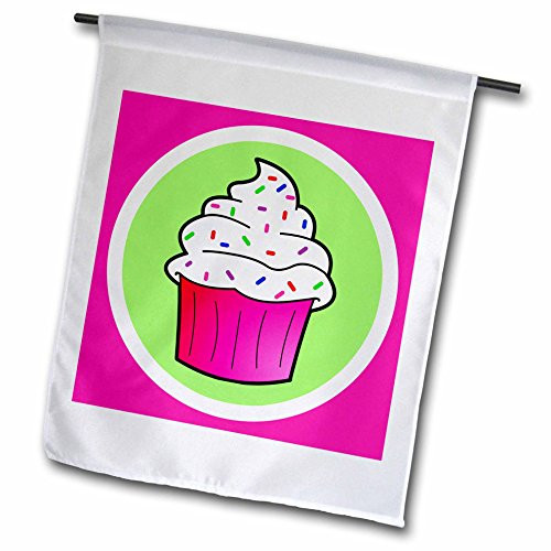 3dRose fl_43129_1 Cute Cupcake White Frosting with Sprinkles Kawaii Cakes Pink Garden Flag, 12 by 18-Inch 3dRose fl_43129_1 Cute Cupcake White Frosting with Sprinkles Kawaii Cakes Pink Garden Flag, 12 by 18-Inch