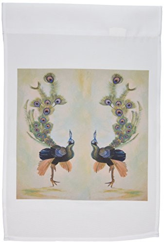 3dRose fl_46928_1 Mirrored Peacocks/Animal/Realism/Peafowl/Peacock/Feathers/Courtship/Plumage Garden Flag, 12 by 18-Inch