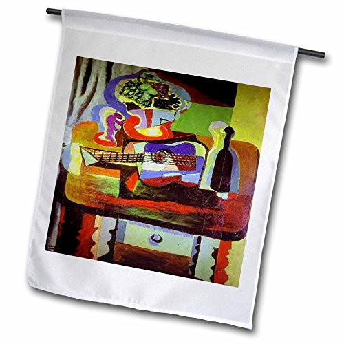 3dRose fl_61846_1 Picasso Painting Bowl of Fruit N Guitar Garden Flag, 12 by 18-Inch