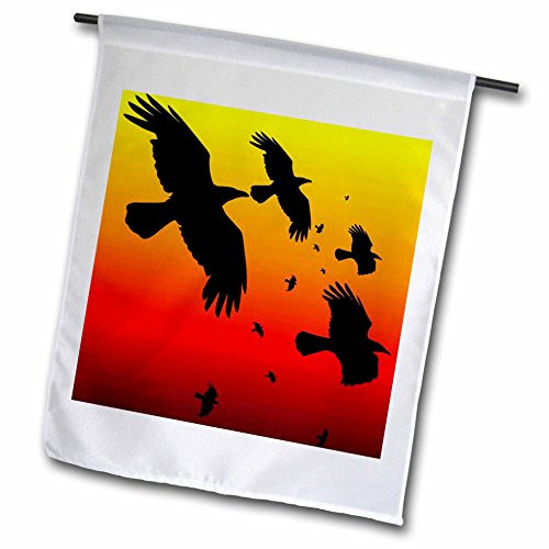 3dRose fl_78713_1 Ravens on a Red Sky Animal Bird Birds Crow Halloween Myth Mythological Mythology Raven Garden Flag, 12 by 18-Inch 3dRose fl_78713_1 Ravens on a Red Sky Animal Bird Birds Crow Halloween Myth Mythological Mythology Raven Garden Flag, 12 by 18-Inch