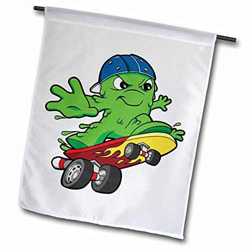 3dRose fl_102277_1 Silly Boogie Monster on a Skateboard Garden Flag, 12 by 18-Inch