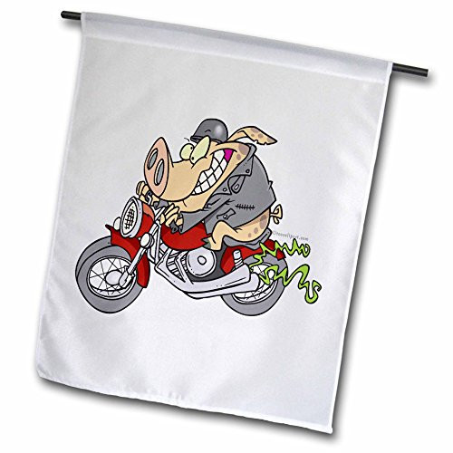 3dRose fl_103856_1 Biker Hog Pig Cartoon Garden Flag, 12 by 18-Inch