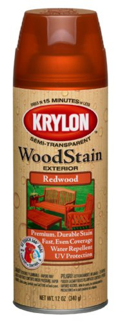 Krylon K03604000 Exterior Semi-Transparent Wood Stain, Redwood, 12 Ounce