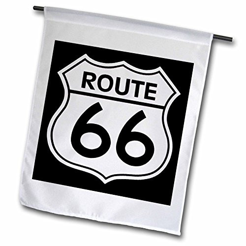 3dRose fl_110012_1 Route 66, Black and White Garden Flag, 12 by 18-Inch