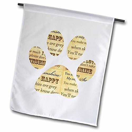 3dRose fl_110497_1 You Are My Sunshine Paw Print-Animals Garden Flag, 12 by 18-Inch