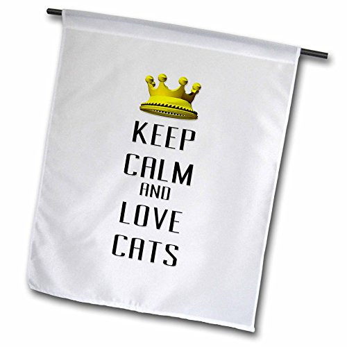 3dRose fl_120982_1 Gold Crown Keep Calm and Love Cats Garden Flag, 12 by 18-Inch