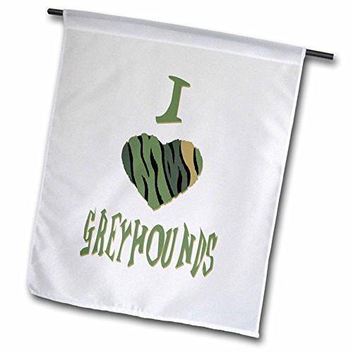 3dRose fl_122042_1 Camo Colored Striped I Love Greyhounds Garden Flag, 12 by 18-Inch