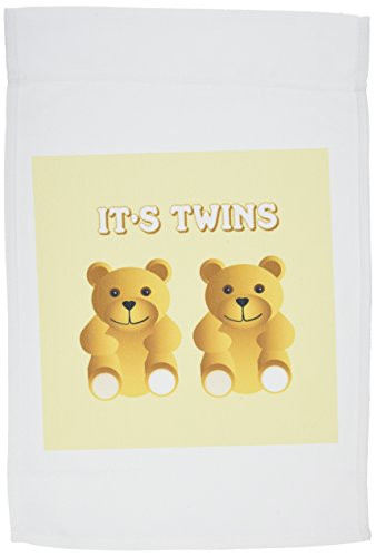 3dRose fl_165753_1 Its Twins Two Brown Teddy Bears Announce The Garden Flag, 12 by 18-Inch