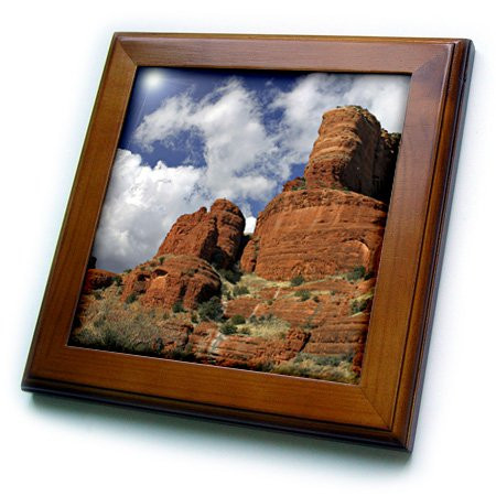 3dRose ft_88012_1 Arizona, Sedona, Red Rock Formations - US03 KWI0032 - Kymri Wilt - Framed Tile, 8 by 8-Inch