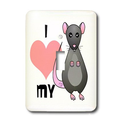 3dRose lsp_10808_1 Love My Rat Grey Single Toggle Switch