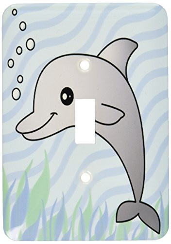 3dRose LLC lsp_13807_1 Cute Grey Dolphin Blue Ocean Single Toggle Switch