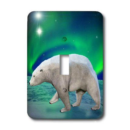 3dRose LLC lsp_20903_1 Polar Bear Aurora - Single Toggle Switch
