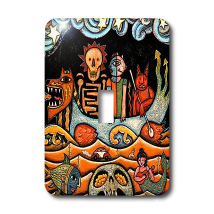 3dRose LLC lsp_21127_1 The Devil S Dream Folk Art Skulls Mexican Colorful Surrealism - Single Toggle Switch