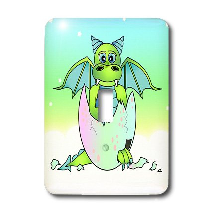 3dRose lsp_25408_1 Green Baby Dragon in Cracked Egg Toggle Switch, Multi-Color