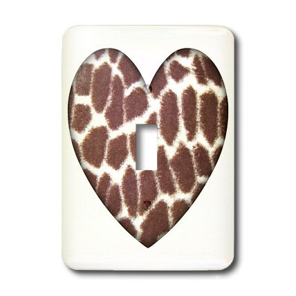 3dRose lsp_38475_1 Giraffe Print Heart- Animals- Nature- Art Single Toggle Switch