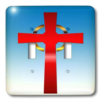 3dRose lsp_26787_2 Scarlet and gold celtic cross on a blue gradient background Toggle Switch,