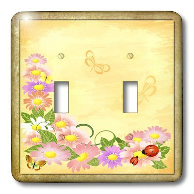 3dRose lsp_34061_2 Flowers with Ladybugs and Butterflys Toggle Switch, Multi-Color