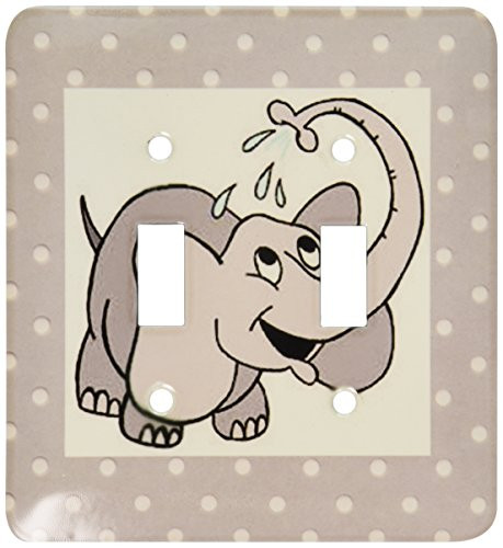 3dRose lsp_37284_2 Adorable Baby Elephant On Dotted Gray and White Double Toggle Switch