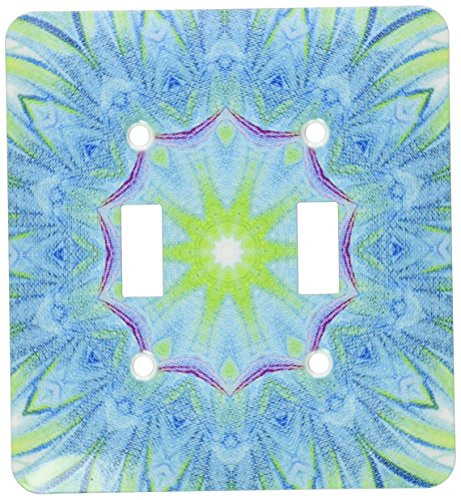 3dRose lsp_39477_2"Blue Red Yellow Pinwheels Kaleidoscope Pattern" Double Toggle Switch