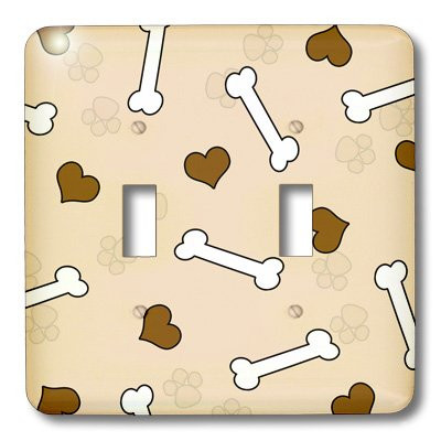 3dRose lsp_40949_2 Cute Brown Dog Bone Print Double Toggle Switch