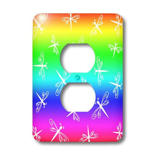 3dRose lsp_12140_6 Dancing Dragonflies on Rainbow 2 Plug Outlet Cover 3dRose lsp_12140_6 Dancing Dragonflies on Rainbow 2 Plug Outlet Cover