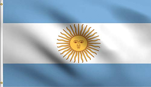 DMSE Argentina Argentinian Flag 3X5 Ft Foot 100% Polyester 100D Flag UV Resistant (3'X5' Ft Foot) (3'X5' Ft Foot)