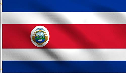 DMSE Costa Rica Rican Flag 3X5 Ft Foot 100% Polyester 100D Flag UV Resistant (3'X5' Ft Foot) (3'X5' Ft Foot)