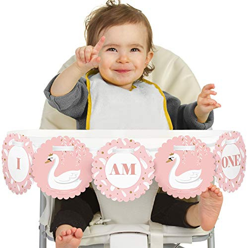 Big Dot of Happiness Swan Soiree 1st Birthday - I Am One - First Birthday High Chair Banner Big Dot of Happiness Swan Soiree 1st Birthday - I Am One - First Birthday High Chair Banner