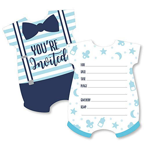 Its a Boy - Shaped Fill-in Invitations - Blue Baby Shower Invitation Cards with Envelopes - Set of 12