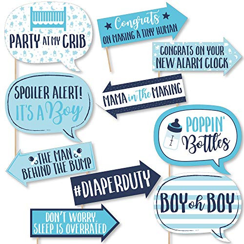 Funny Its a Boy - Blue Baby Shower Photo Booth Props Kit - 10 Piece
