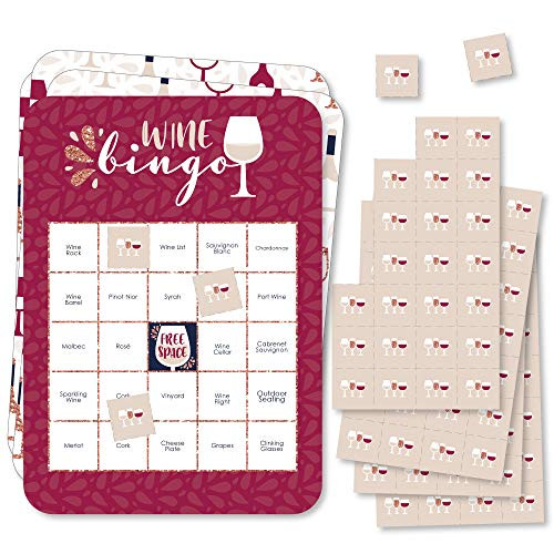 But First, Wine - Bingo Cards and Markers - Wine Tasting Party Bingo Game - Set of 18