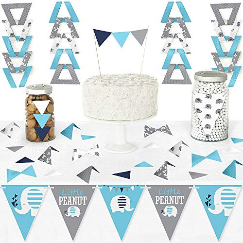 Big Dot of Happiness Blue Elephant - Diy Pennant Banner Decorations - Boy Baby Shower or Birthday Party Triangle Kit - 99 Pieces