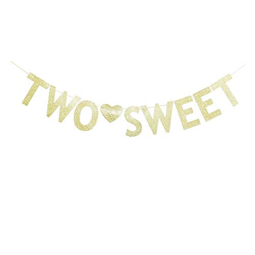 Two Sweet Banner,Gold Glitter Kids' Second Birthday Party Supplies, Baby Girl's 2nd Birthday Party Decorations Two Sweet Banner,Gold Glitter Kids' Second Birthday Party Supplies, Baby Girl's 2nd Birthday Party Decorations