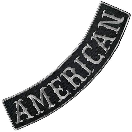 VEGASBEE® AMERICAN SUBDUED BLACK-GRAY EMBROIDERED IRON-ON PATCH BIKER VEST JACKET LOW ROCKER 12" USA