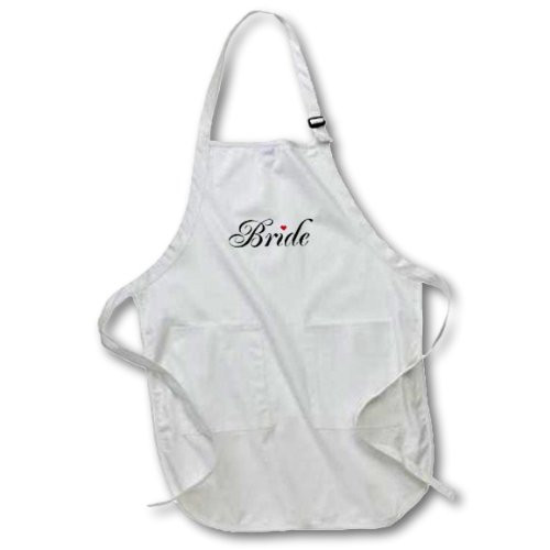 3dRose apr_112863_1 Bride with Red Love Heart Part of a Bride and Groom Set-Full Length Apron with Pockets, 22 by 30-Inch, White