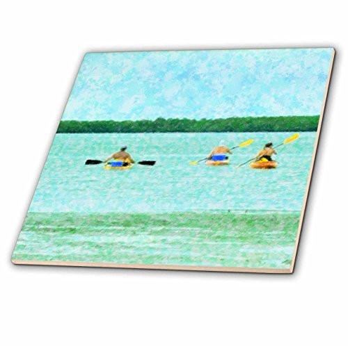 3dRose ct_22125_3 3 for kayaking Ceramic Tile, 8-Inch