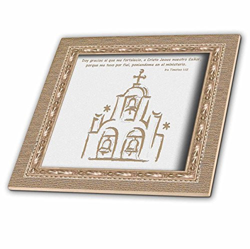 3dRose ct_22409_3 Spanish Church Scripture in Spanish Ceramic Tile, 8-Inch