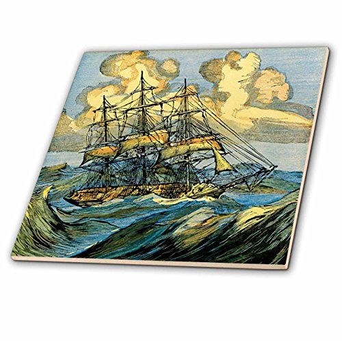 3dRose ct_29064_2 Rough Seas for Sailing Ship-Ceramic Tile, 6-Inch