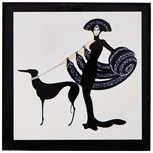 3dRose ct_43794_3 Art Deco Lady with Dog-Ceramic Tile, 8-Inch