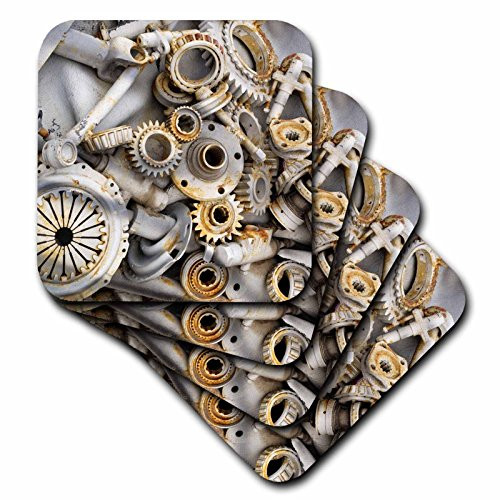 3dRose CST_45007_3 Steampunk Rusty Parts Ceramic Tile Coasters, Set of 4