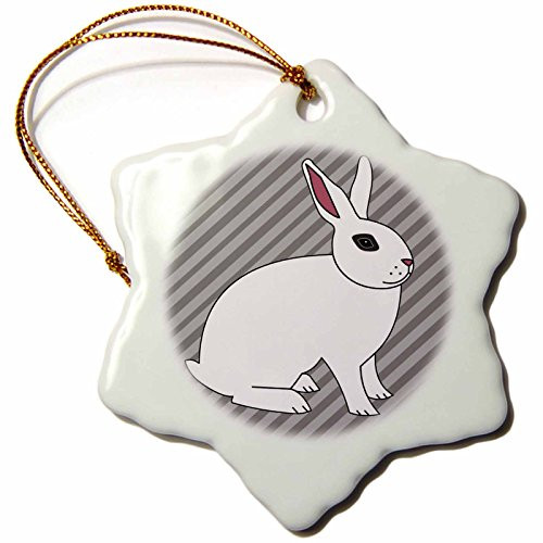 3dRose LLC ORN_24636_1 Porcelain Snowflake Ornament, 3-Inch, Cute Hotot Rabbit Bunny on Grey Stripes 3dRose LLC ORN_24636_1 Porcelain Snowflake Ornament, 3-Inch, Cute Hotot Rabbit Bunny on Grey Stripes