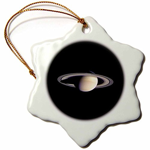 3dRose ORN_43804_1 Saturn with Rings in Space Snowflake Porcelain Ornament, 3-Inch