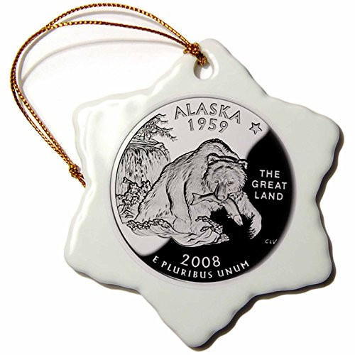 3dRose ORN_47309_1 Alaska Quarter-Snowflake Ornament, Porcelain, 3-Inch 3dRose ORN_47309_1 Alaska Quarter-Snowflake Ornament, Porcelain, 3-Inch