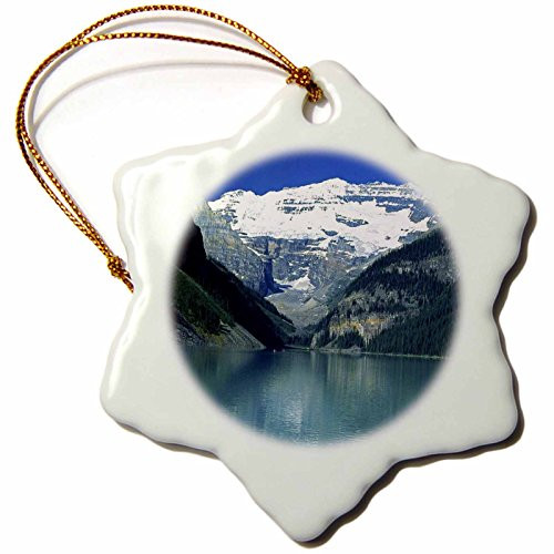 3dRose ORN_54124_1 Canadian Rockies Breathtaking View Snowflake Porcelain Ornament, 3-Inch