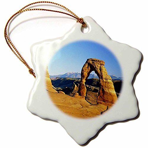3dRose ORN_55264_1 Utah Arches National Park Snowflake Ornament, Porcelain, 3-Inch